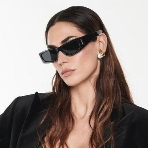 NEW SL553 001 SAINT LAURENT SUNGLASSES WOMEN BLACK SQUARE EYEWEAR - Picture 5 of 6